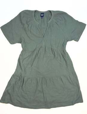 Gap Women's Sage Green Crinkle Gauze Tiered Mini Dress